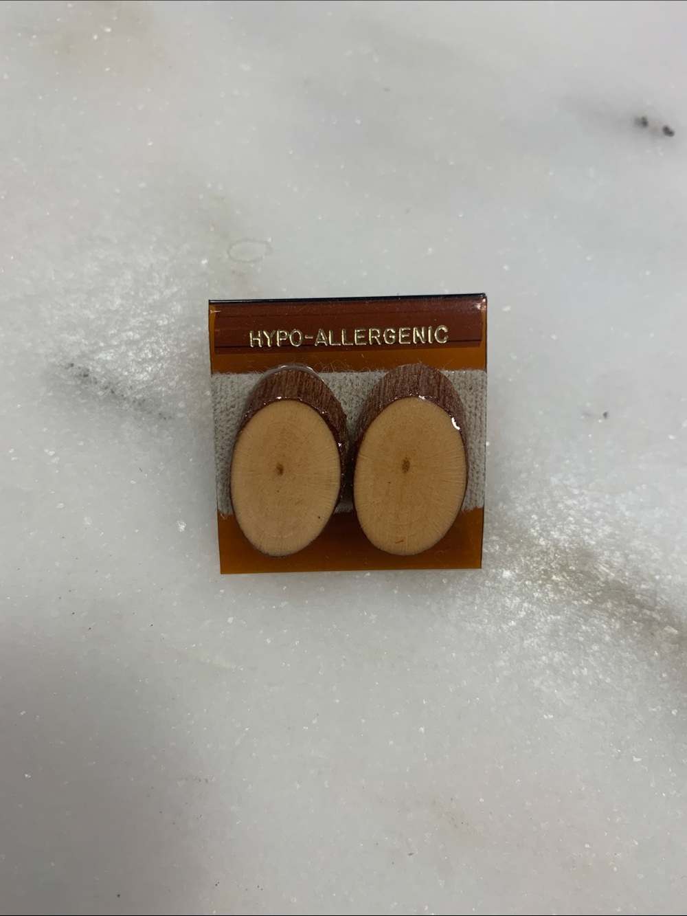 Vintage Natural Wood Stud Earrings Hypoallergenic NOS Deadstock